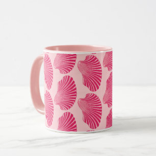 Scallop Muschel Blockdruck, Fuchsia und Pink Tasse