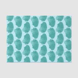 Scallop Muschel Blockdruck, Türkis und Aqua Seidenpapier