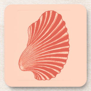 Scallop Muschel Blockdruck, Weißkornorange Getränkeuntersetzer