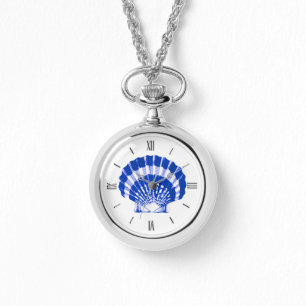 Scallop-Muschel - Kobaltblau und weiß Armbanduhr