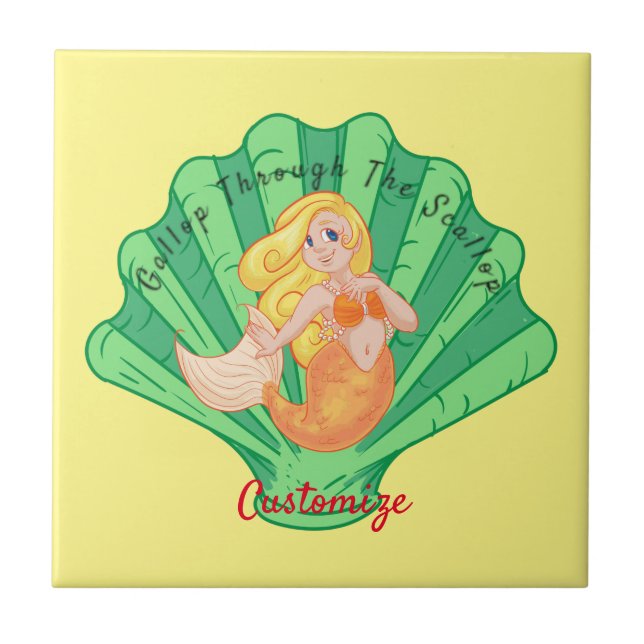 Scallop Muschel Mermaid Thunder_Cove  Fliese (Vorderseite)