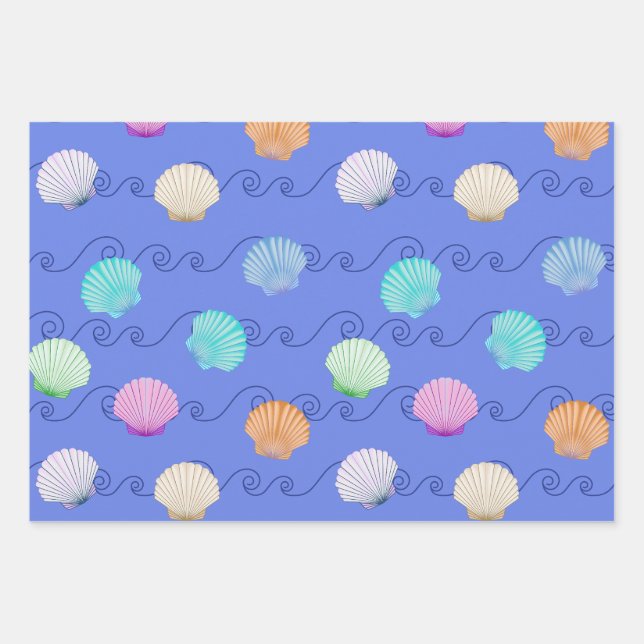 Scallop Muschel, Seepferd und Starfish Geschenkpapier Set (Vorderseite)