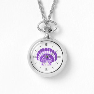 Scallop-Muschel - violett und weiß Armbanduhr