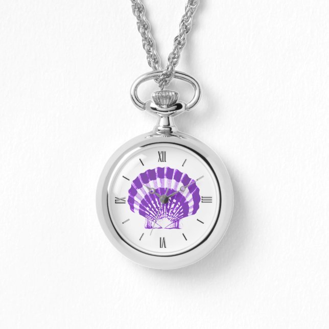 Scallop-Muschel - violett und weiß Armbanduhr (Vorderseite)