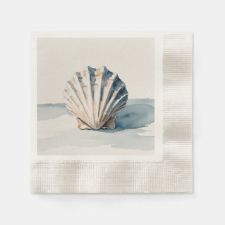 Scallop Muschel Wasserfarbe Kunst - Küstenblau Des Serviette