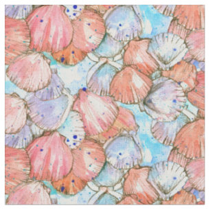 Scallop-Muscheln Tinte Zeichnend Wasserfarbe Stoff