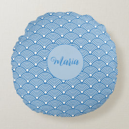 Scallop Muster Aqua Blau Dekorationsmuster Rundes Kissen