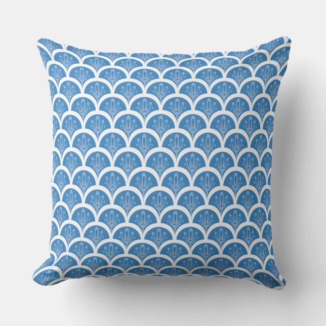 Scallop Muster Ocean Blue Decorative Kissen (Vorderseite)