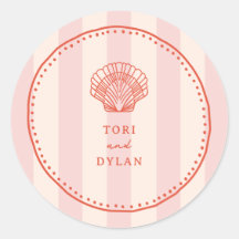 Scallop Seashell Pink Tropical Stripe Hochzeit