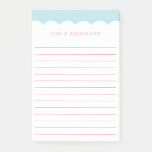 Scallop Topped Feminine Personalisiert Post-it Klebezettel