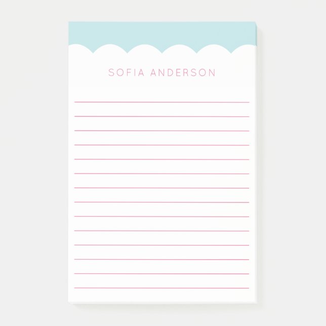 Scallop Topped Feminine Personalisiert Post-it Klebezettel (Vorderseite)