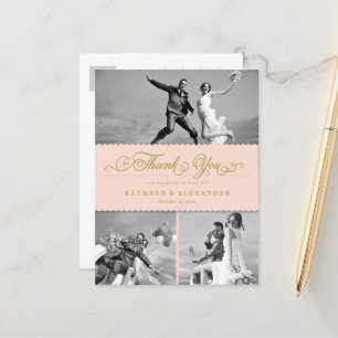 Scalloped Band und Script Foto Hochzeit Vielen Dan Postkarte