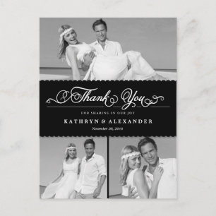Scalloped Band und Script Foto Hochzeit Vielen Dan Postkarte