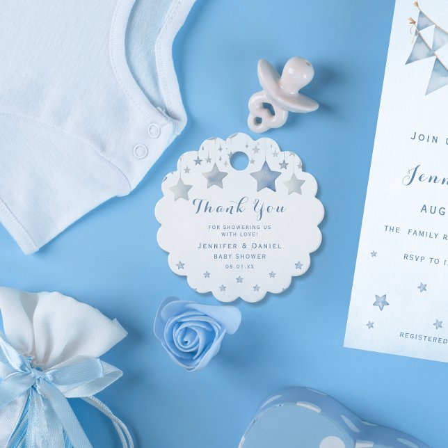 Scalloped Blue Watercolor Star Vielen Dank Geschenkanhänger (Von Creator hochgeladen)