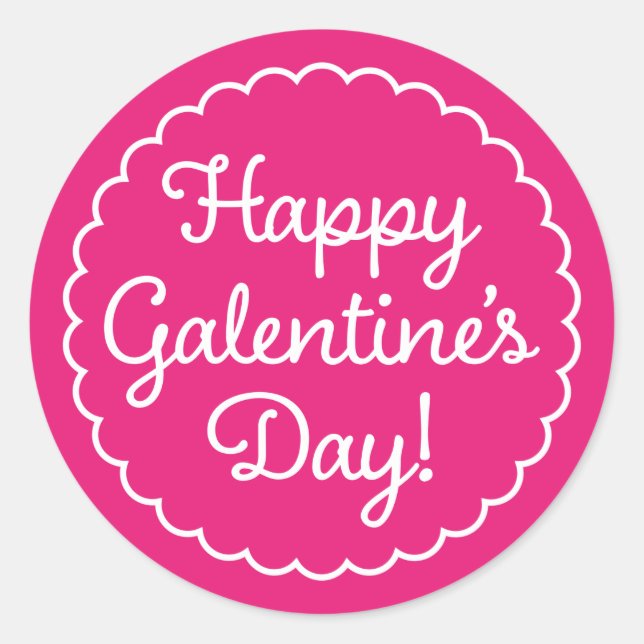 Scalloped Border Galentine's Day Sticker Dunkelros (Vorderseite)
