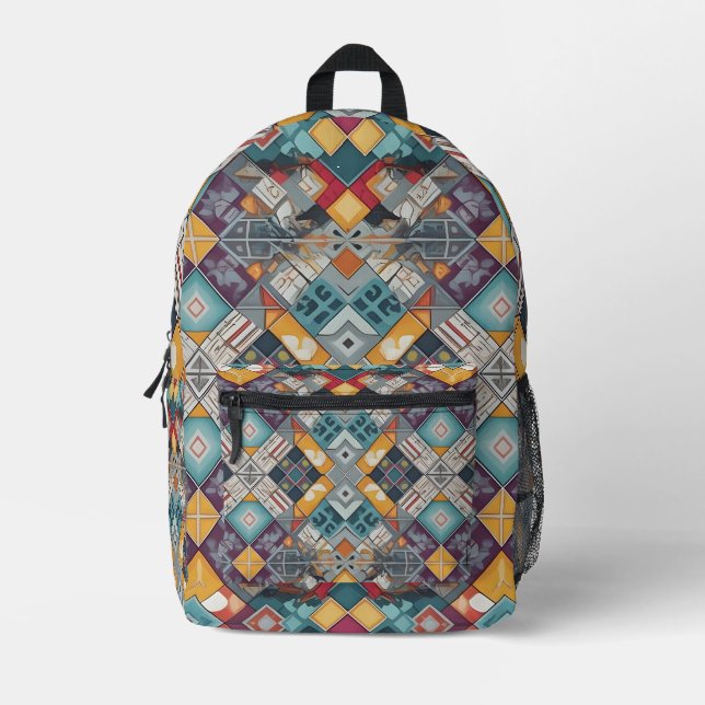 Scalloped Diamond Bedruckter Rucksack (Vorderseite)