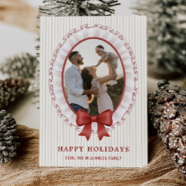 Scalloped Frame + Bow Holiday Photo Card Einladung