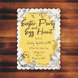 Scalloped Oster Party & Ei Hunt Einladung