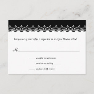 Scalloped Star von David Black Bar Mitzvah Reply RSVP Karte