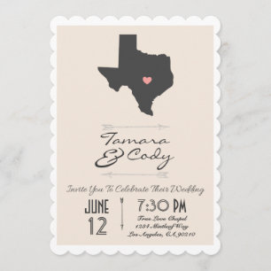 Scalloped Tan Beige Texas Hochzeitseinladung Einladung