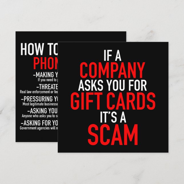 Scam carte cadeau - Prévention des fraudes (Devant / Derrière)