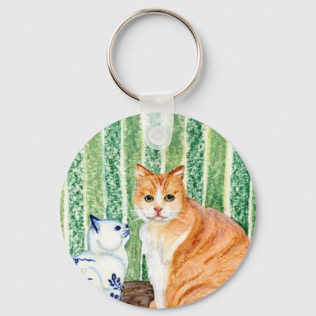 Scampy mit delfts blue cat-1.jpg schlüsselanhänger (Vorderseite)