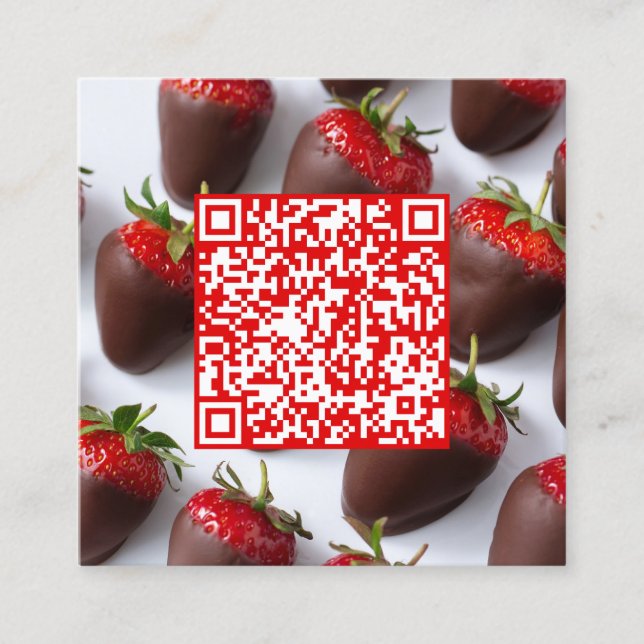 Scan-Code Schokolade Erdbeeren Quadratische Visitenkarte (Vorderseite)