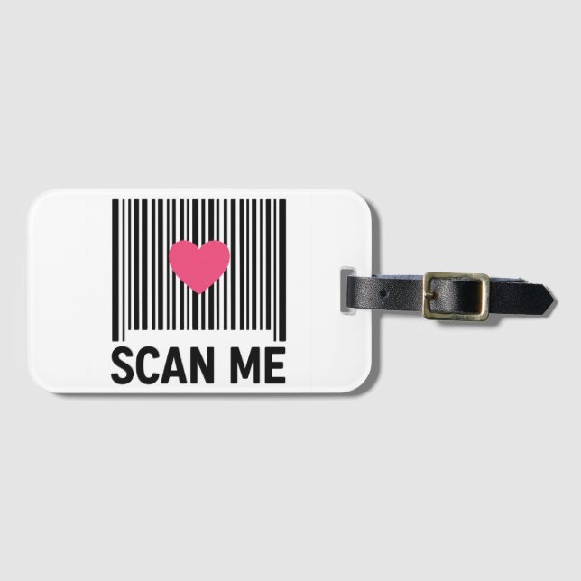 Scan Me - kreativer Strichcode mit Herzdesign Gepäckanhänger (Vorderseite (Horizontal))