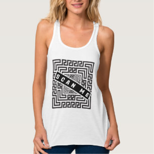 SCAN ME QR CODE SCHWARZ-WEISS ROMANTISCHE WEDD TANK TOP