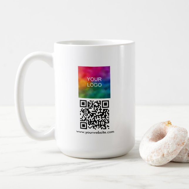 Scan Me QR Code Upload Logo Modern Promotional Kaffeetasse (Mit Donut)