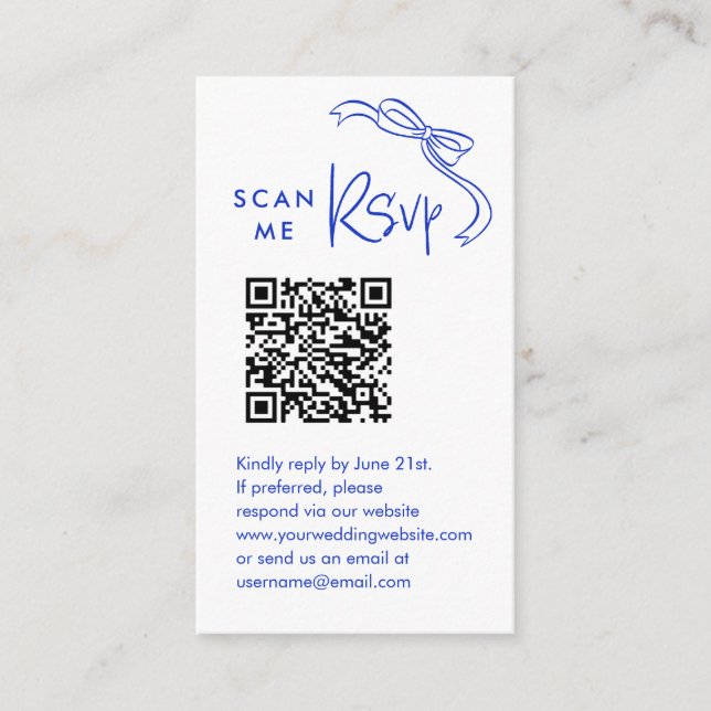 Scan Me UAWG French Blue Wedding QR Code UAWG Begleitkarte (Vorderseite)