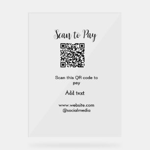 Scan-QR-Code bezahlen Fügen Sie E-Mail-Daten der W Acrylschild