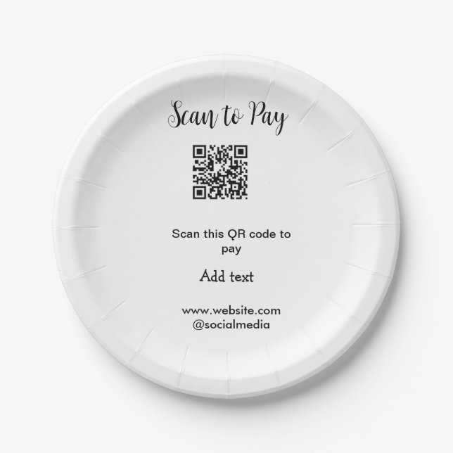 Scan-QR-Code bezahlen Fügen Sie E-Mail-Daten der W Pappteller (Vorderseite)