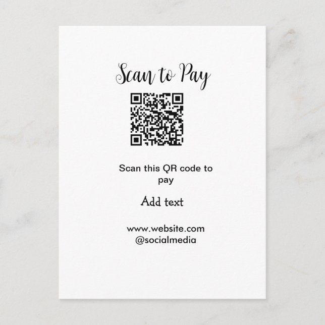 Scan-QR-Code bezahlen Fügen Sie E-Mail-Daten der W Postkarte (Vorderseite)