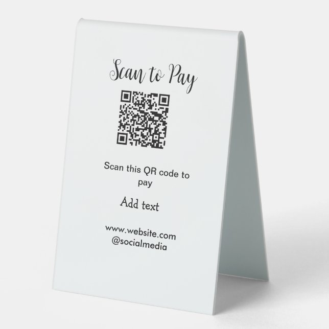 Scan-QR-Code bezahlen Fügen Sie E-Mail-Daten der W Tischaufsteller (Vorderseite)