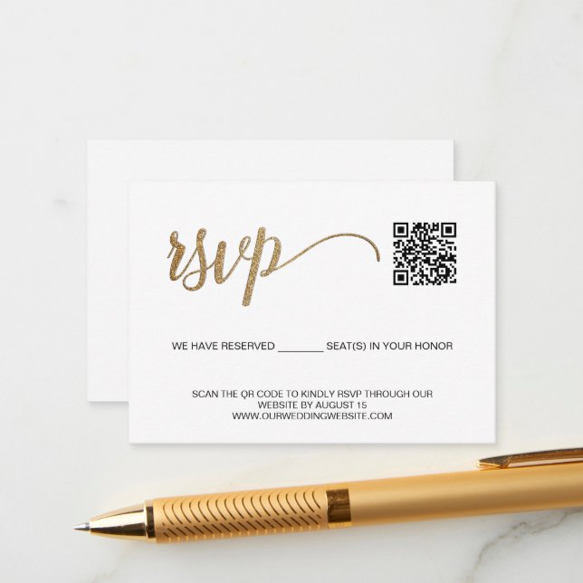 SCAN QR Code Einfach Gold UAWG mit reservierten Pl Begleitkarte (Vorderseite/Rückseite Beispiel)