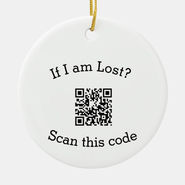 Scan QR code lost found me code pet  Keramik Ornament (Vorne)