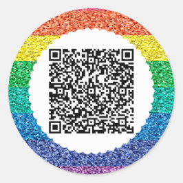 Scan QR-Code Regenbogen Klassischer Rundaufkleber Runder Aufkleber