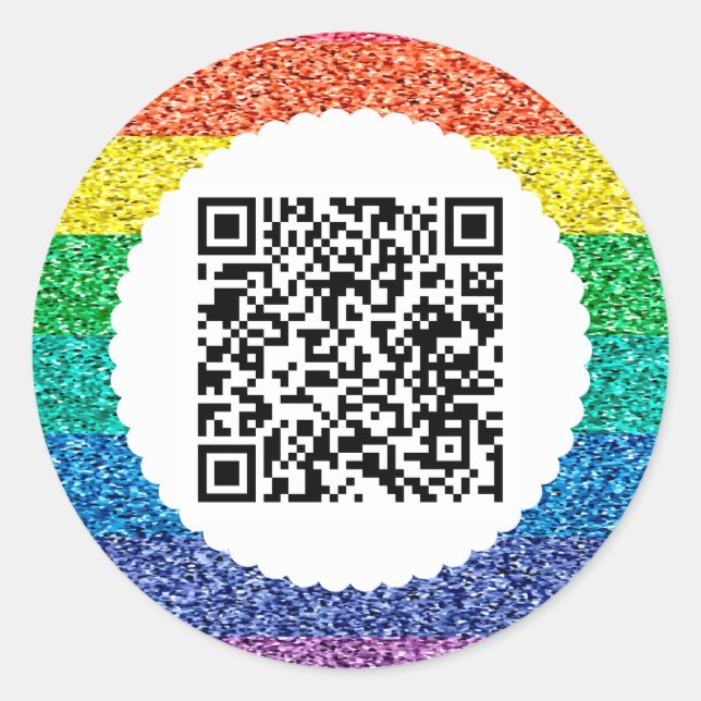 Scan QR-Code Regenbogen Klassischer Rundaufkleber Runder Aufkleber (Vorderseite)