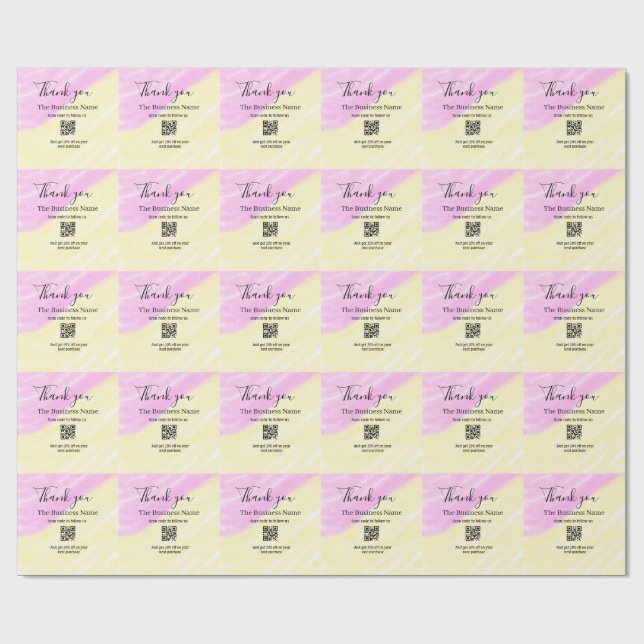 Scan QR to follow us thank you discount code pink  Geschenkpapier (Flach)