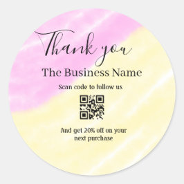 Scan QR to follow us thank you discount code pink  Runder Aufkleber