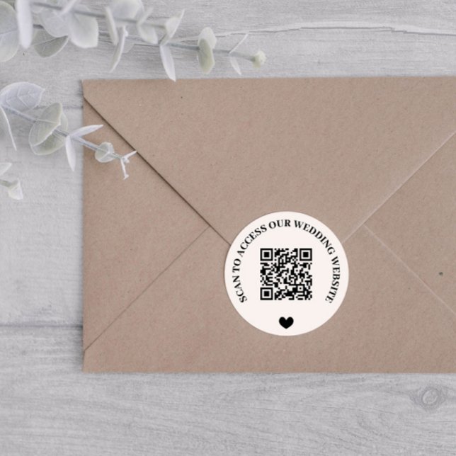 Scan to Access Wedding Website - QR Code Runder Aufkleber (Von Creator hochgeladen)