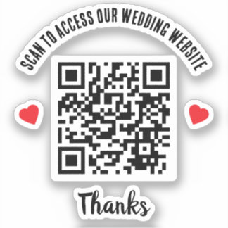 Scan to access Wedding Website Red Heart QR Code Aufkleber