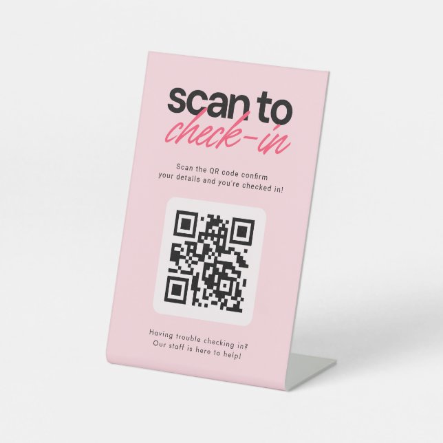 Scan to Check in QR Code Business Tabletop Sign Sockelschild (Vorderseite)