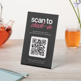 Scan to Check in QR Code Business Tabletop Sign Sockelschild