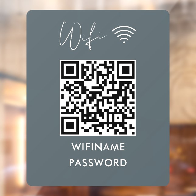 Scan to Connect Wifi Qr Code Password Modern Navy Fensteraufkleber (Blatt 2)