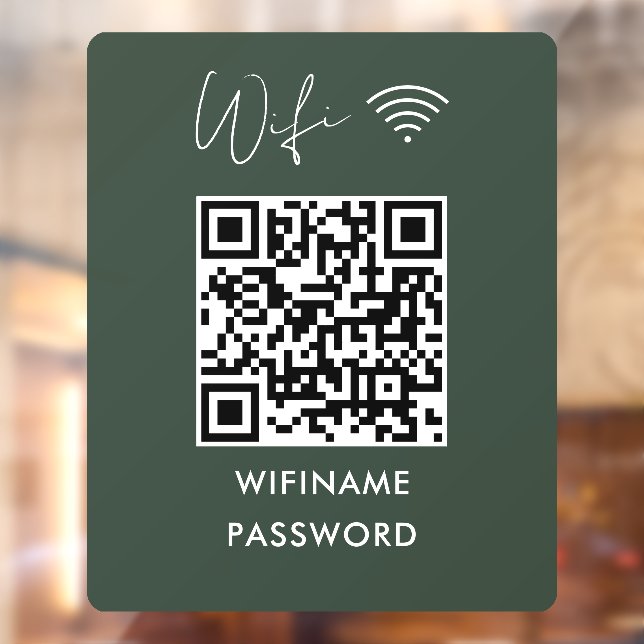 Scan to Connect Wifi Qr-Codekennwort dunkelgrün Fensteraufkleber (Blatt 2)