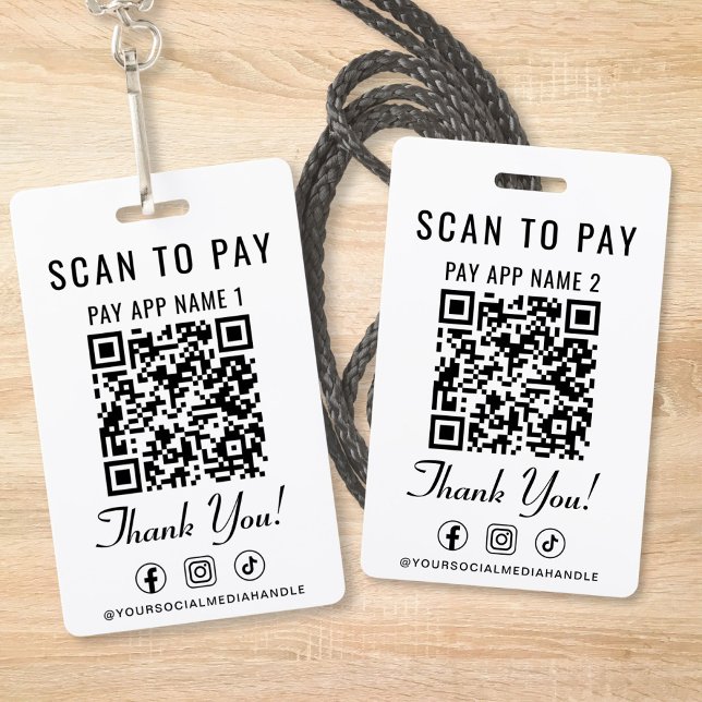 Scan to Pay 2 Payment QR Codes Social Media Ausweis (Scan to Pay 2 Payment QR Codes Social Media Badge)