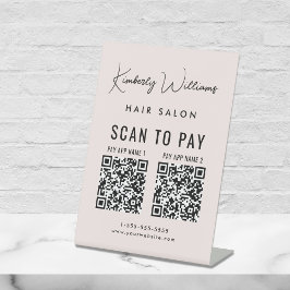 Scan to Pay 2 QR Codes Business Script rosa Sockelschild
