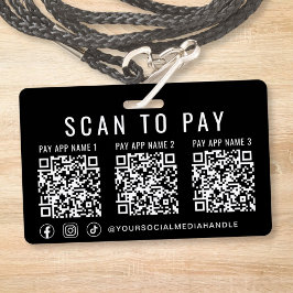 Scan to Pay 3 Payment QR Codes Social Media Black Ausweis